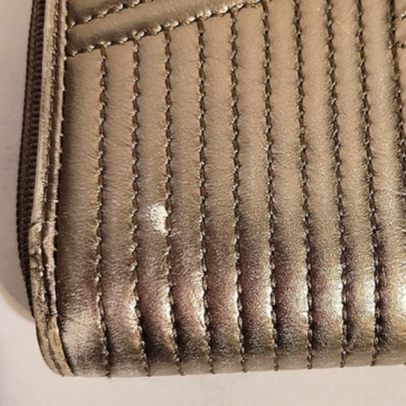 HOBO Int'l Unique Mixed Metals Metallic Embossed Leather Wallet - Picture 6 of 9